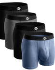 Bamboo 7in Boxer Briefs No Fly 4pk Black/Black/Blue/Gray