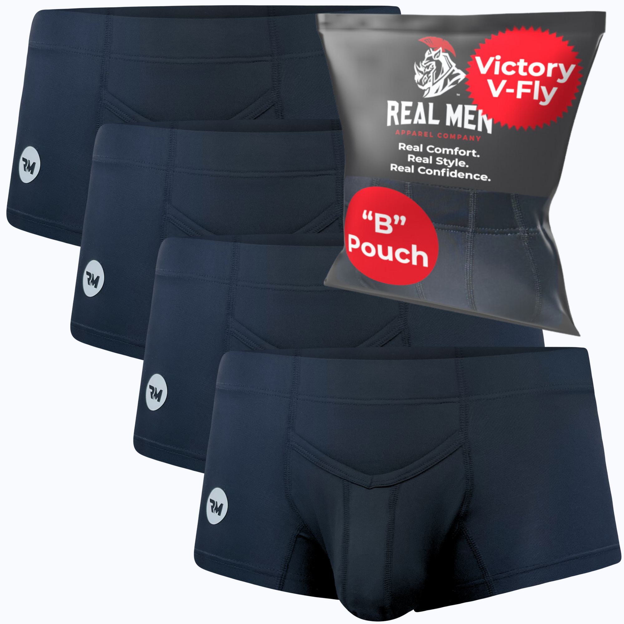 Nylon 3in Boxer Briefs V-Fly 4pk Black