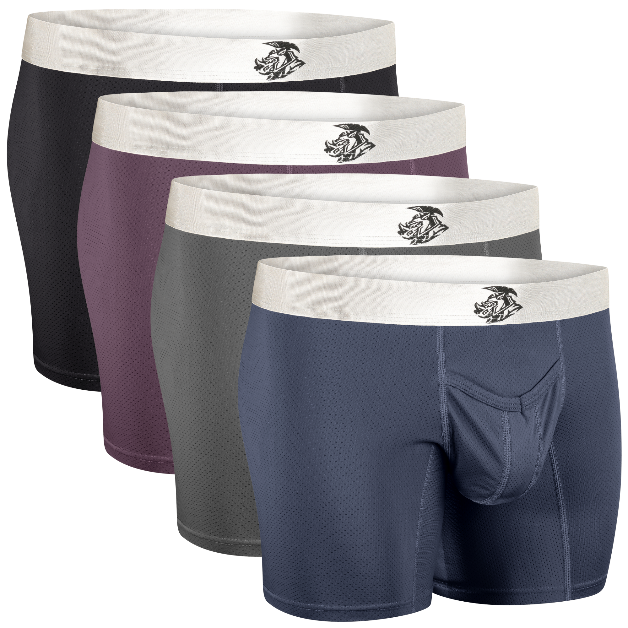 Nylon Mesh 7in Boxer Briefs V Fly 4pk