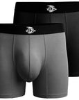 Bamboo 7in Boxer Briefs No Fly 2pk Black/Gray