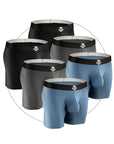 Nylon 7in Boxer Briefs No Fly 6pk Black/Blue/Gray