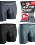 Nylon Seamless 7in Boxer Briefs No Fly 3pk Black/Heather Gray/Slate Green