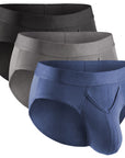 Calzoncillos de nailon cepillado con abertura en V, paquete de 3, negro/denim/gris