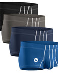 Bóxers de Nylon 3in Sin Abertura 4pk Negro/Azul Oscuro/Gris/Azul Claro