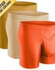 Modal 7in Boxer Briefs V-Fly 3pk Gold/Orange Brick/Sand