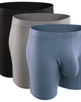 Nylon 6in Boxer Briefs No Fly 3pk Black/Blue/Gray