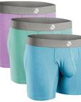 Modal 7in Boxer Briefs No Fly 3pk Lavender/Aqua/Bright Blue