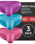 Modal 0in Ares Ascent Low-Rise Bikini Briefs No Fly 3pk Light Red/Mulberry/Sky Blue