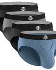Bamboo 0in Briefs V-Fly 4pk Black/Black/Blue/Gray