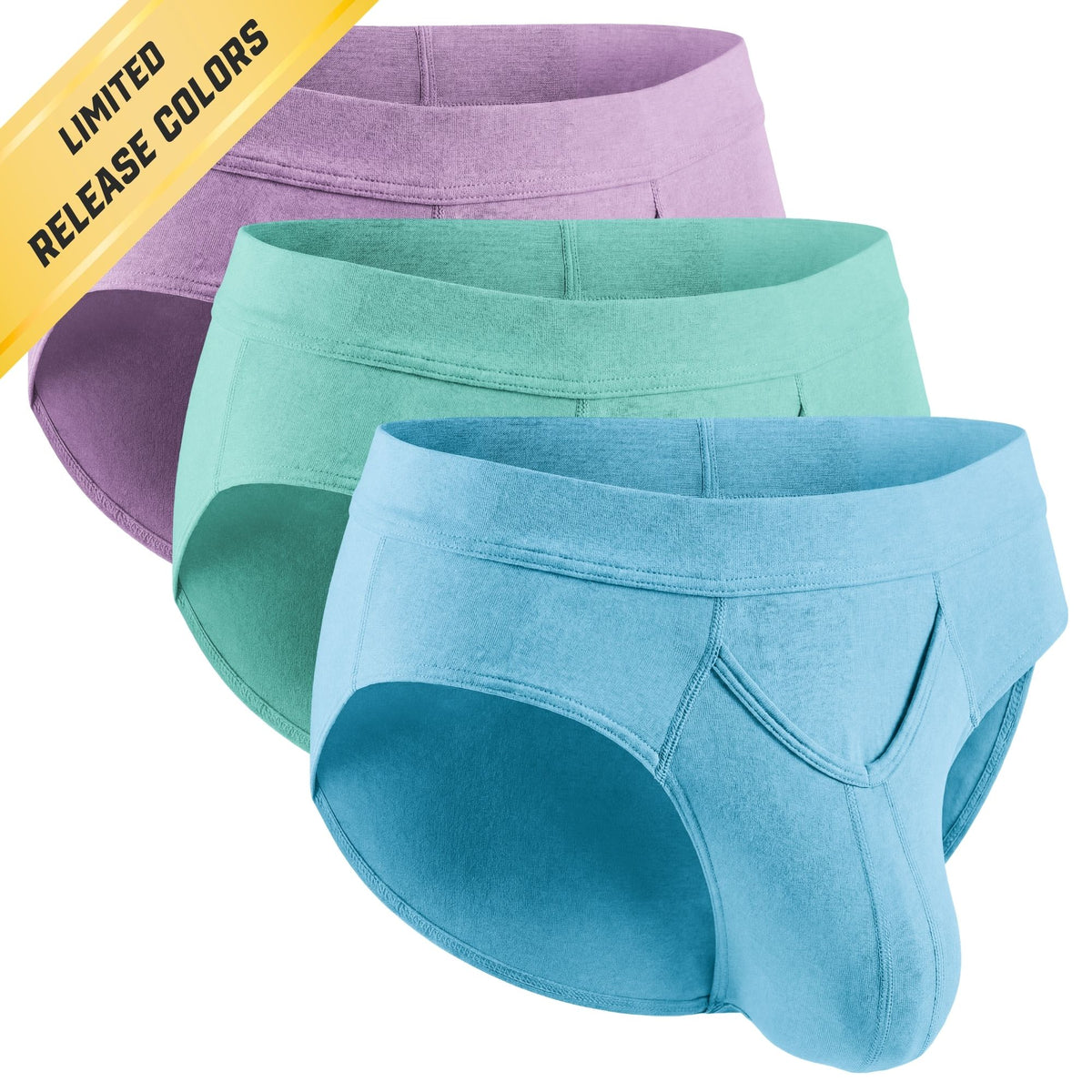 Modal 0in Briefs V-Fly 3pk Lavender/Aqua/Bright Blue – Real Men