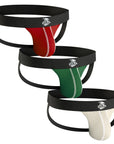 Nylon 0in Mesh Jockstrap No Fly 3pk Crimson/Green/Bone