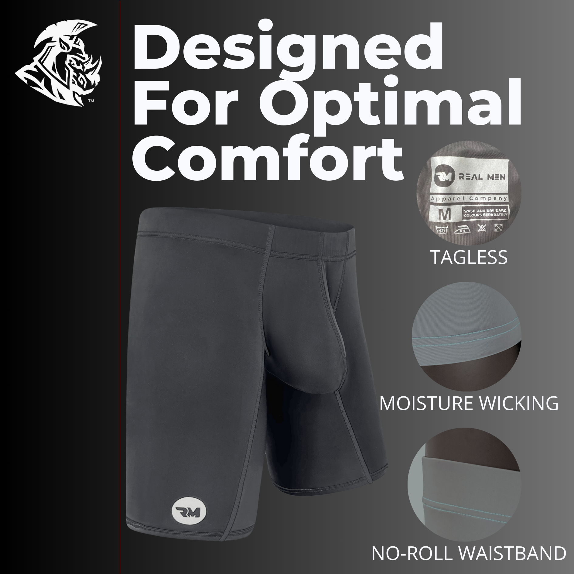 Nylon 6in Boxer Briefs No Fly 3pk Black/Blue/Gray