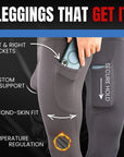 Brushed Nylon 28in Leggings V Fly 1pk Gray