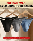 Bamboo 0in Thong No Fly 3pk Black/Blue/Gray