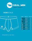 RMAC Apparel Company blueprint showing waist sizes S to 5XL for Pouch Size D.
