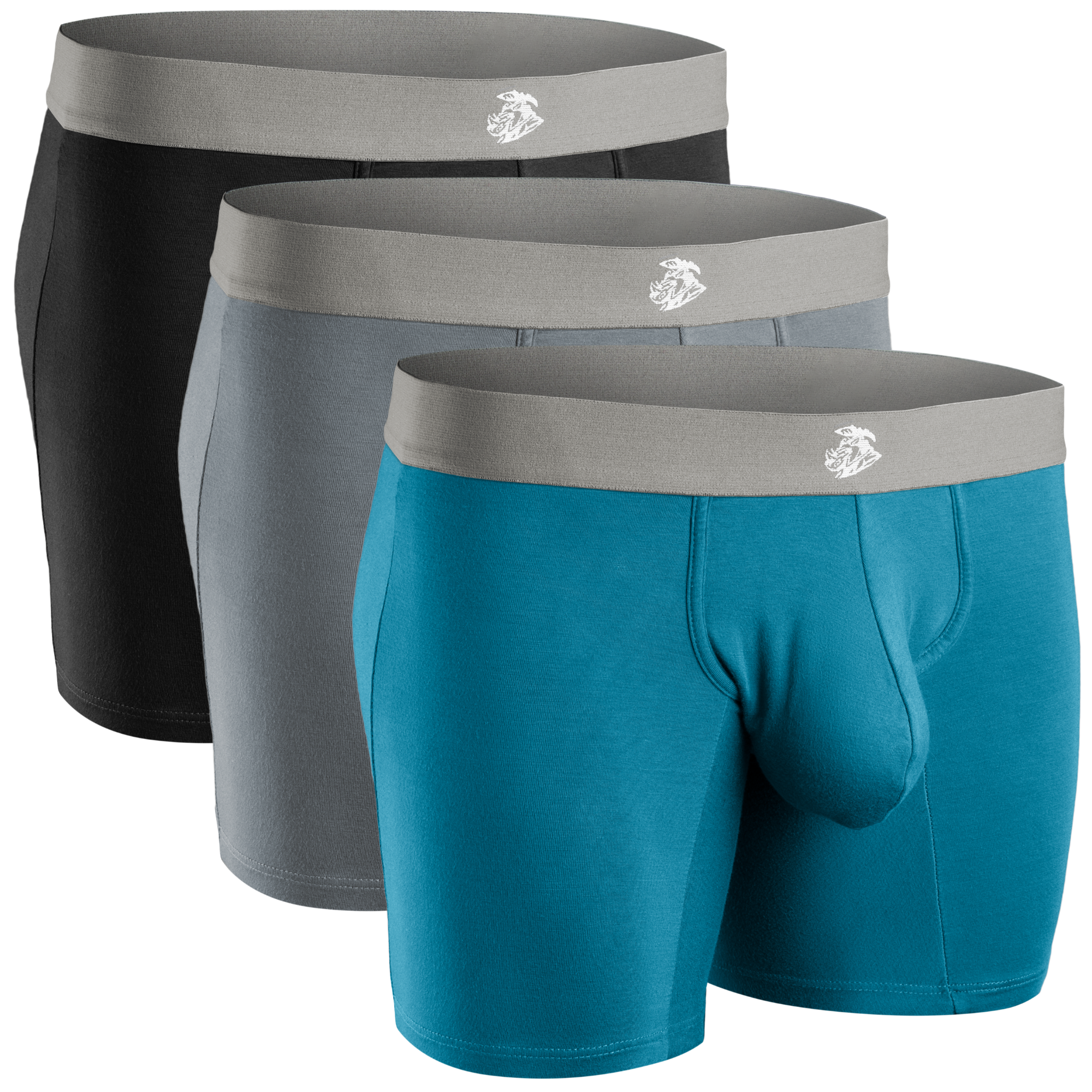Modal 7in Boxer Briefs No Fly 3pk Black/Blue/Gray