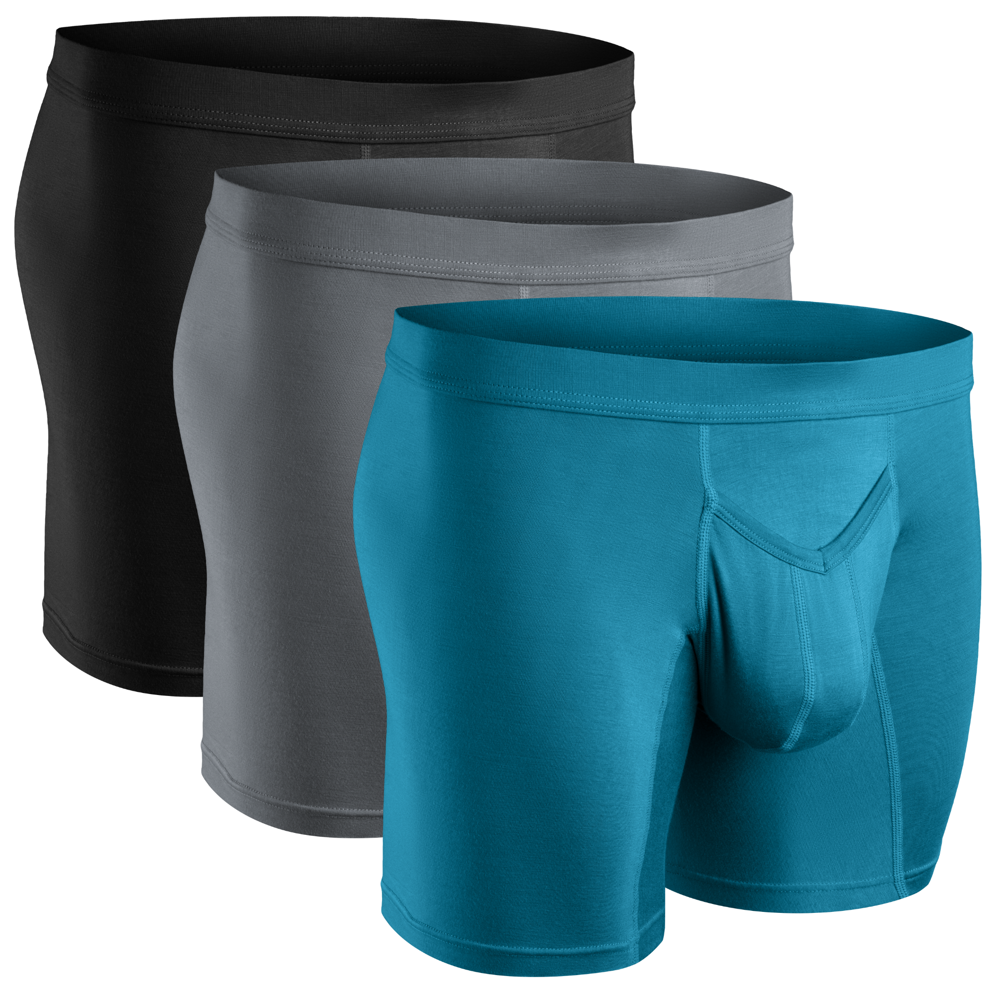 Modal 7in Boxer Briefs V-FLY 3pk Black/Cyan/Gray