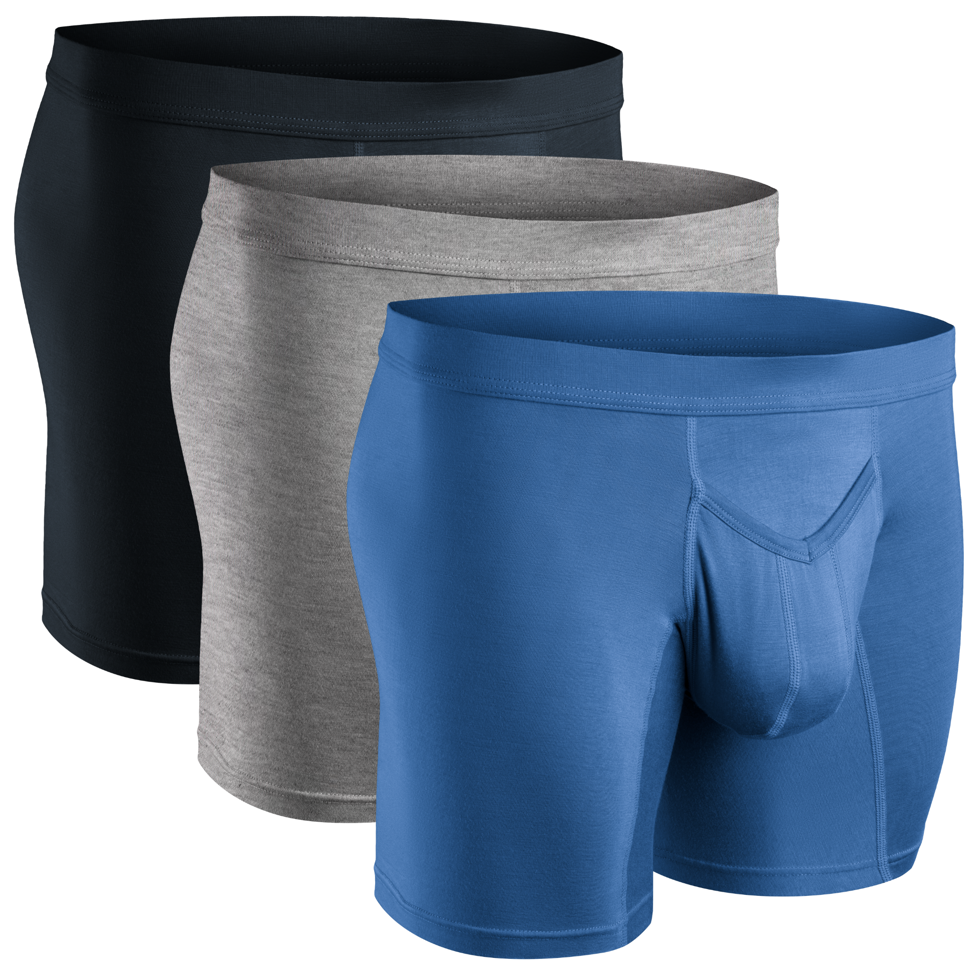 Modal 7in Boxer Briefs V-FLY 3pk Slate/Heather Gray/Blue