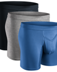Modal 7in Boxer Briefs V-FLY 3pk Slate/Heather Gray/Blue
