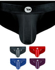 RMAC.STORE men's athletic jock briefs in black, grey, red, blue, and purple.