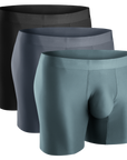 Nylon Seamless 7in Boxer Briefs No Fly 3pk Black/Heather Gray/Slate Green