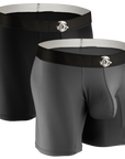 Nylon 7in Boxer Briefs No Fly 2pk Black/Gray