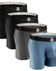 Nylon 7in Boxer Briefs No Fly 4pk Black/Black/Blue/Gray