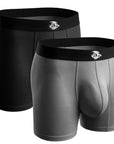 Bamboo 7in Boxer Briefs No Fly 2pk Black/Gray