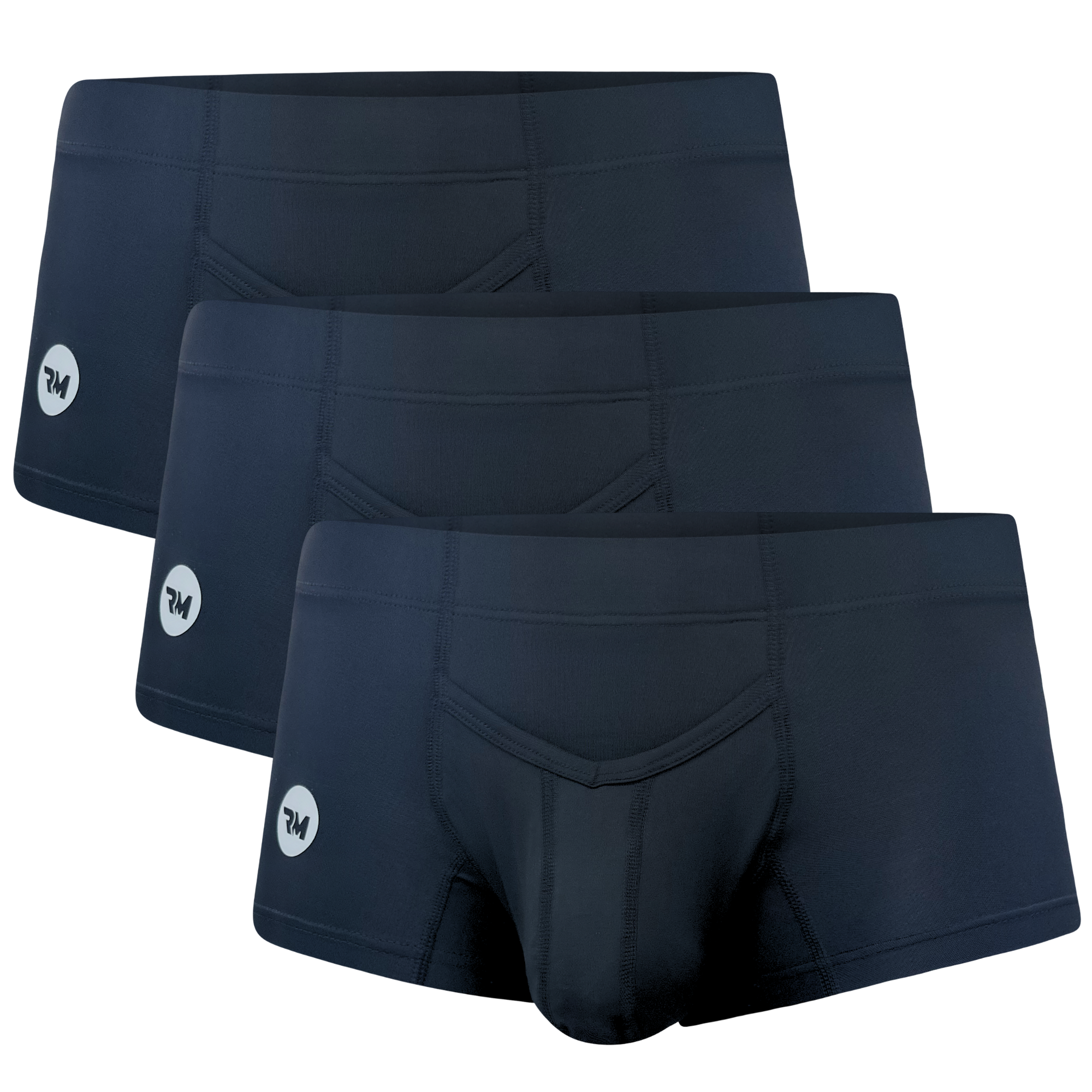 Real Men 6in Nylon Boxer Briefs D Pouch Med 3pk Blk/Blu/Gry Mens Bulge Real Men 6in Nylon Boxer Briefs D Pouch Med 3pk Blk/Blu/Gry Mens Bulge