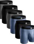 Bamboo 7in Boxer Briefs No Fly 6pk Black/Blue/Gray
