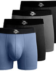 Bamboo 7in Boxer Briefs No Fly 4pk Black/Black/Blue/Gray