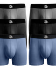 Bamboo 7in Boxer Briefs No Fly 6pk Black/Blue/Gray