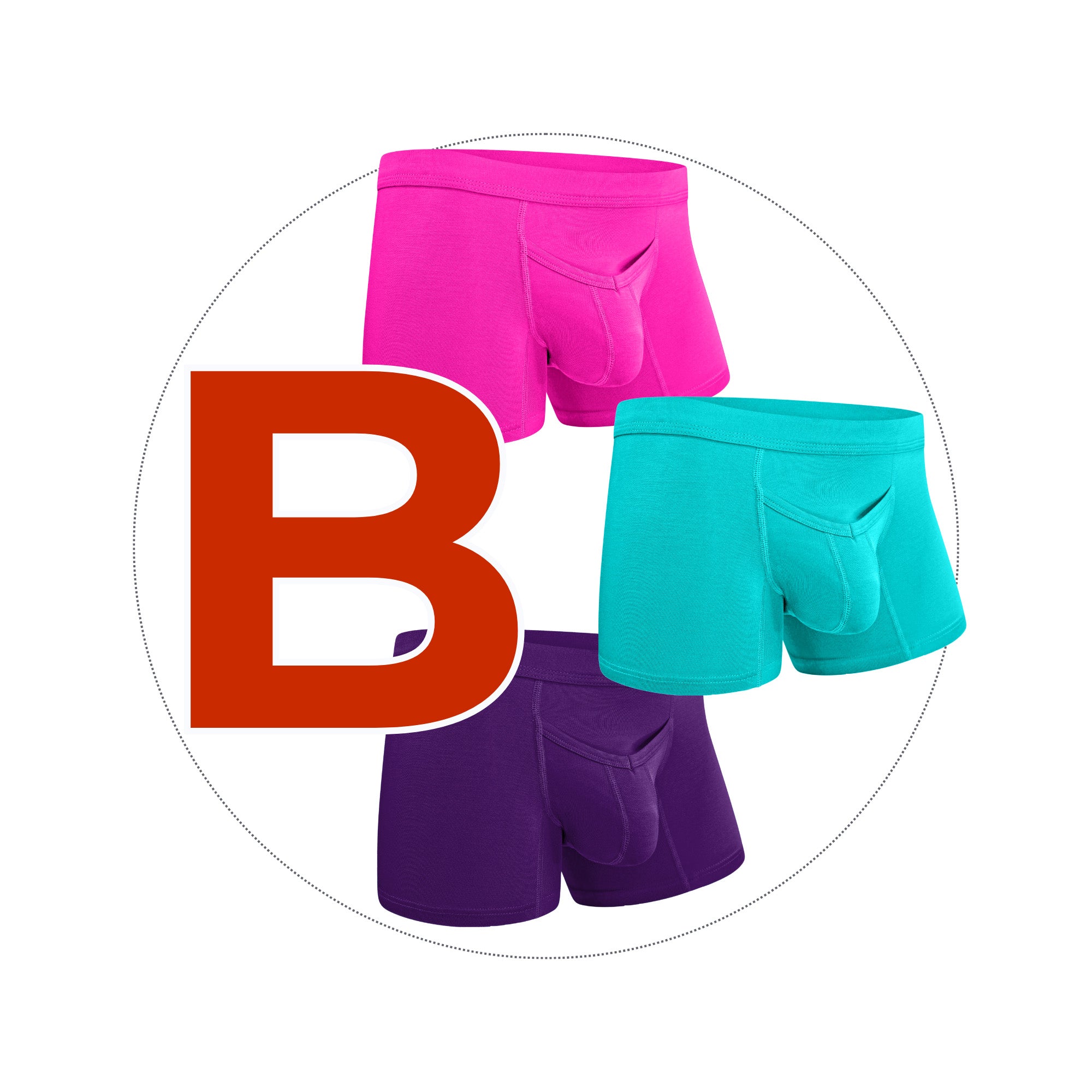 Modal 3in Boxer Briefs V Fly 3pk Pink Purple Turquoise Real Men Apparel Company