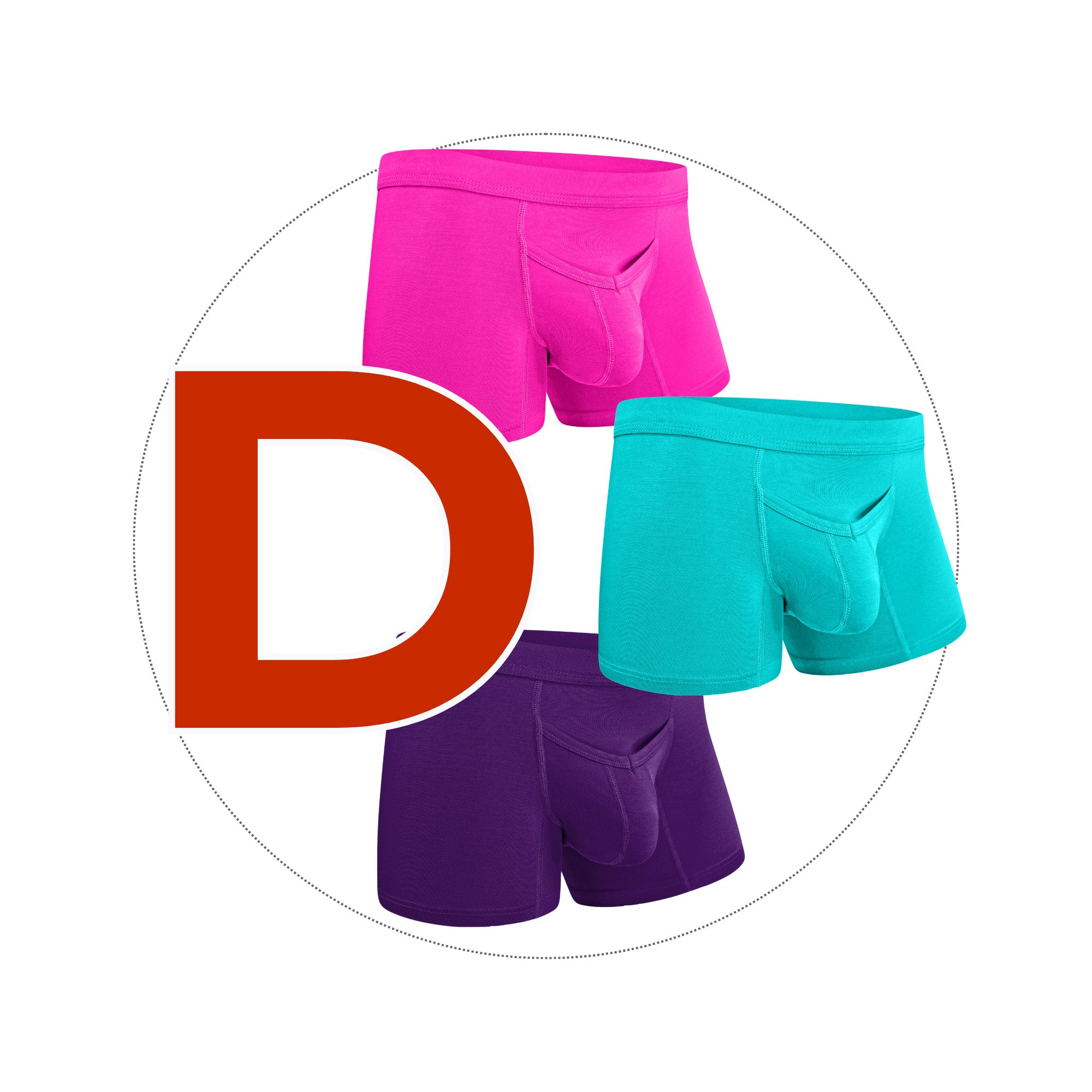 Modal 3in Boxer Briefs V-Fly 3pk Pink/Purple/Turquoise