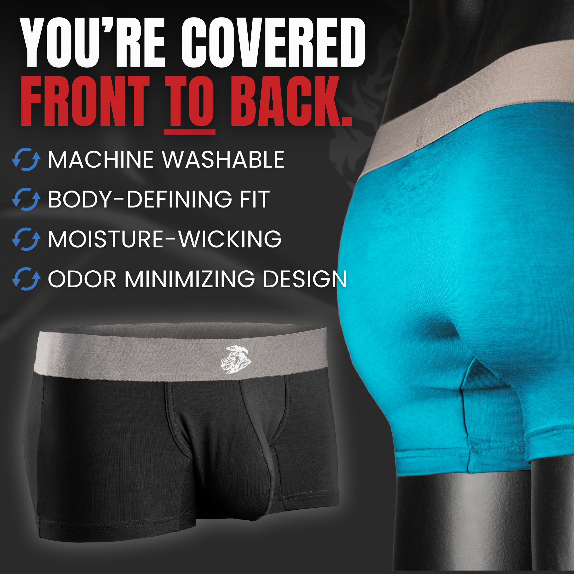 CHOHB Men's MicroModal Boxer Briefs 3-Pack - Soft, Breathable Underwear With Fly (Blue, Red, White)