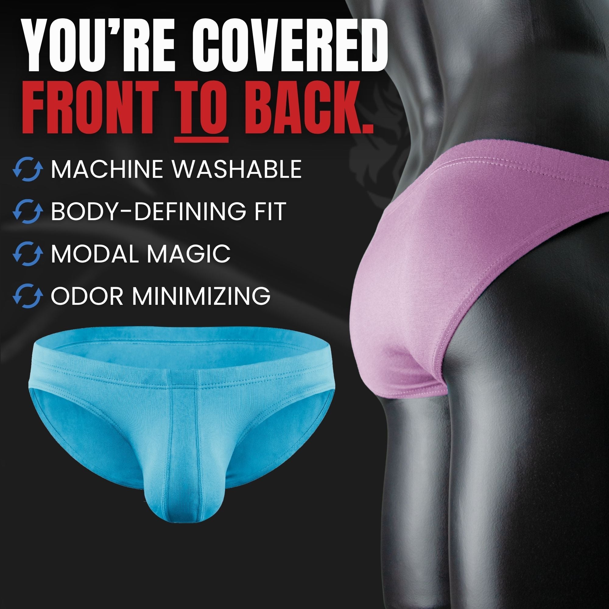 Bóxers bikini de talle bajo Modal 0in Ares Ascent sin bragueta 3 unidades Lavanda/Agua/Azul brillante