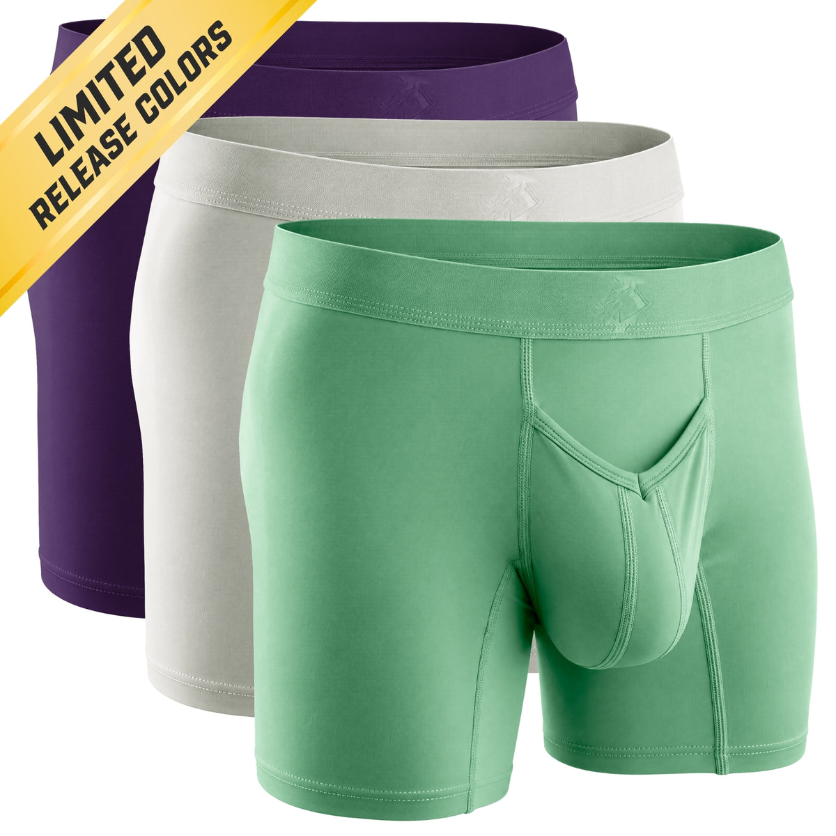 Brushed Nylon 7in Boxer Briefs V-Fly 3pk Black Plum/Sagebrush/Sterling