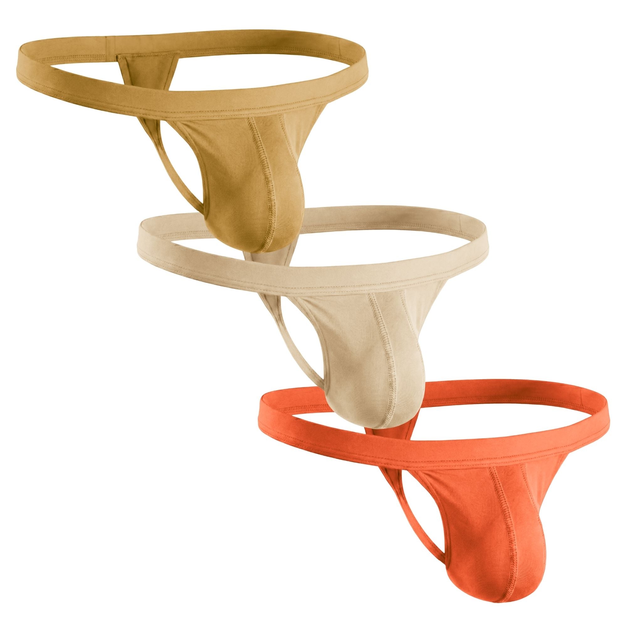 Modal 0in Thong No Fly 3pk Gold/Orange Brick/Sand