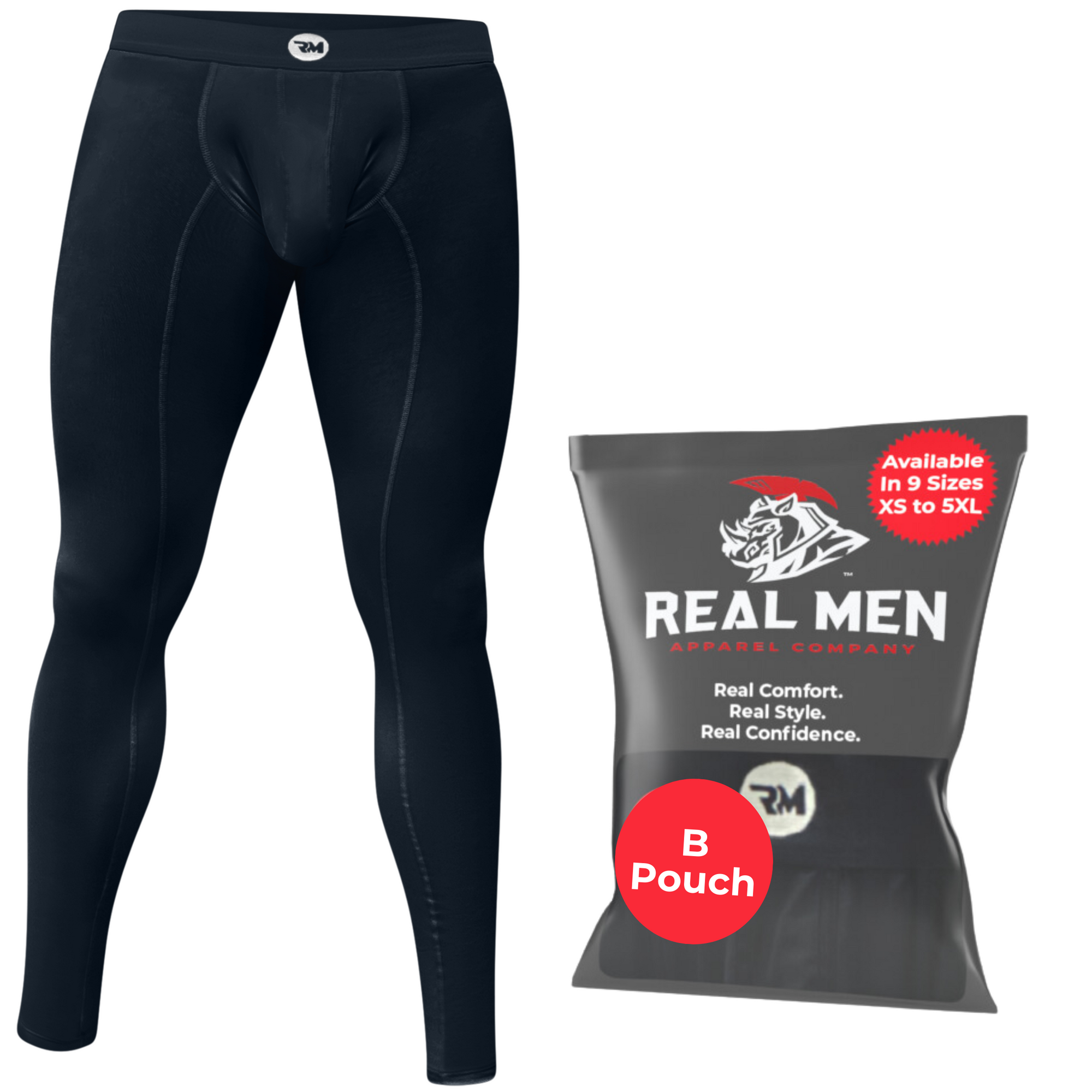 Nylon 28in Leggings Leggings No Fly 1pk Black Real Men Apparel Company