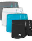 Nylon 3in Boxer Briefs No Fly 4pk Black/Cyan/Gray/White