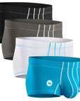 Nylon 3in Boxer Briefs No Fly 4pk Black/Cyan/Gray/White
