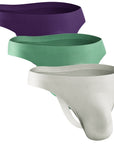 Brushed Nylon Seamless 0in Thongs No Fly 3pk Black Plum/Sagebrush/Sterling