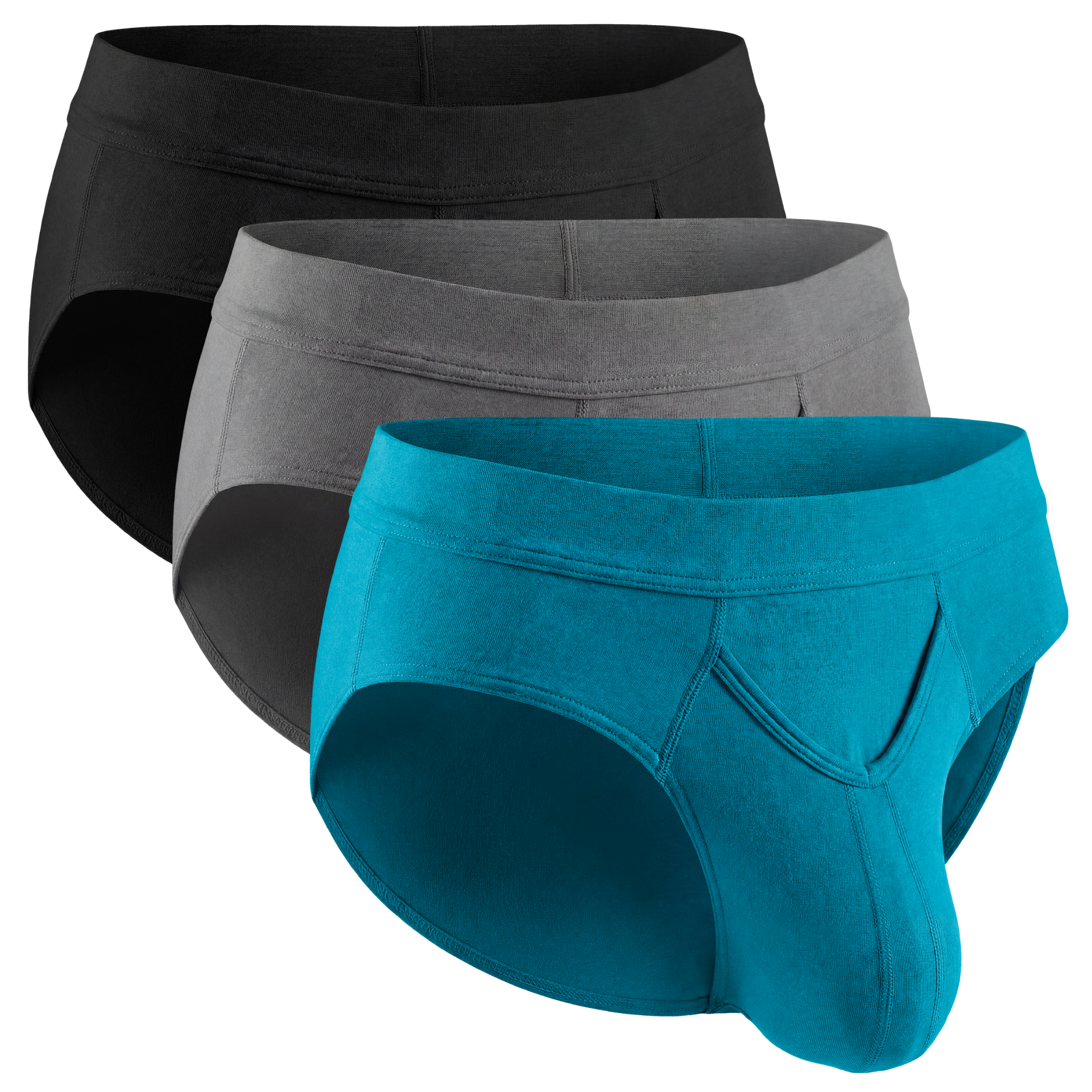 Modal 0in Briefs V-Fly 3pk Black/Grey/Cyan