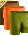 Modal 7in Boxer Briefs V-Fly 3pk Brown/Olive Green/Orange