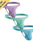 Tanga Modal 0in sin bragueta 3 unidades Lavanda/Agua/Azul brillante