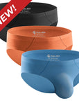 Seamless Brushed Nylon 0in Briefs No Fly 3pk Black/Night Fall/Red Stone