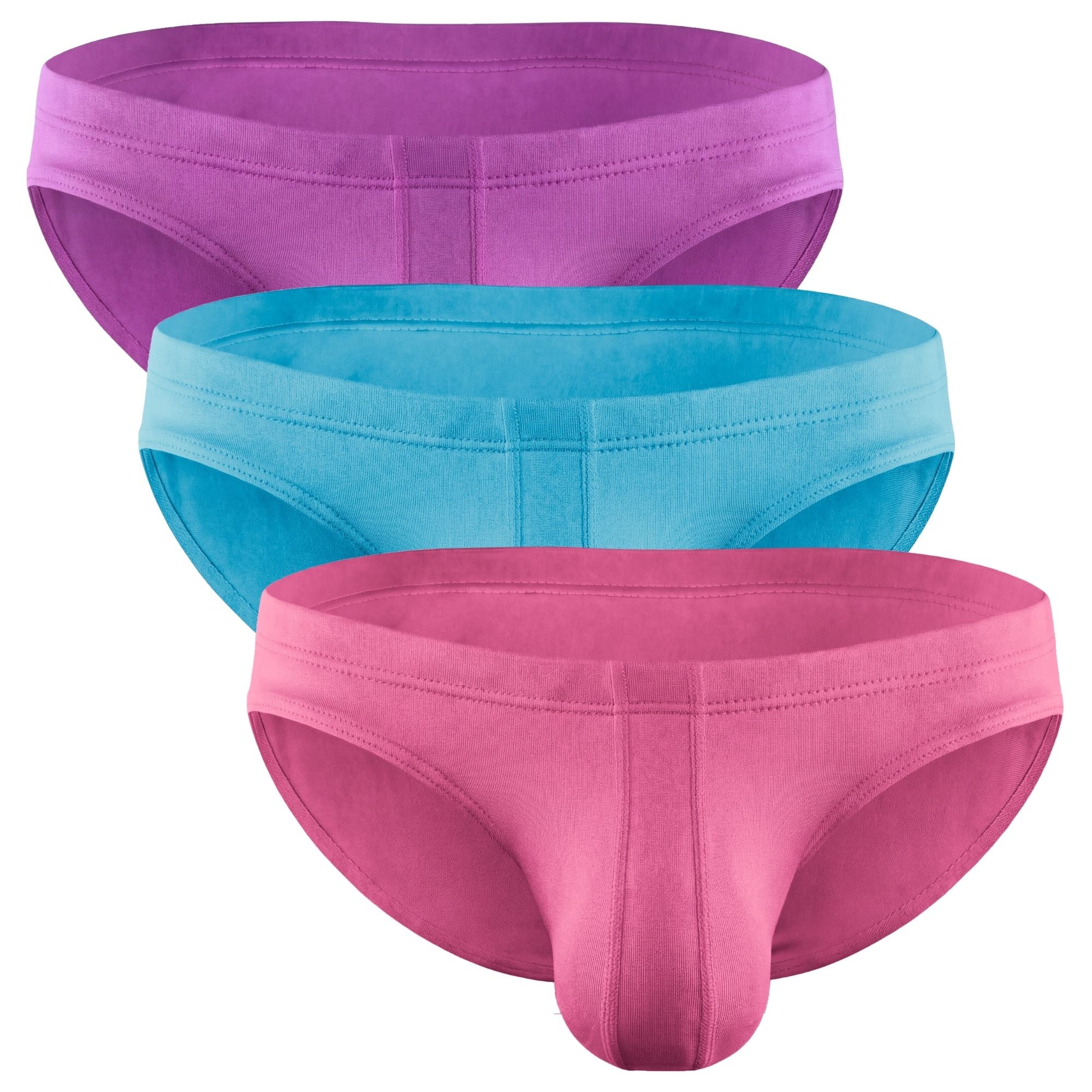 Modal 0in Ares Ascent Low-Rise Bikini Briefs No Fly 3pk Light Red/Mulberry/Sky Blue
