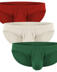 Nylon 0in Low-Rise Bikini Briefs No Fly 3pk Crimson/Green/Bone