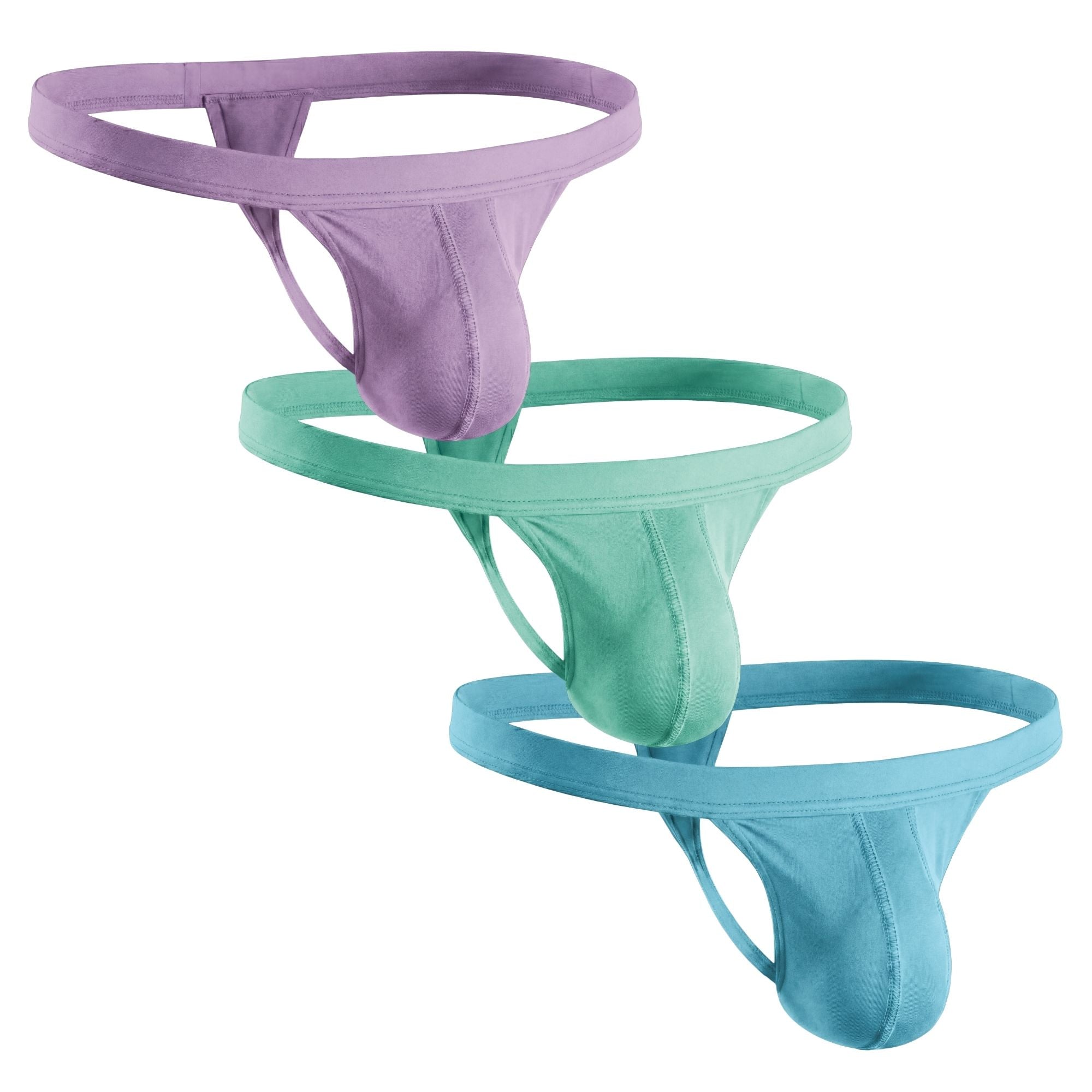 Tanga Modal 0in sin bragueta 3 unidades Lavanda/Agua/Azul brillante