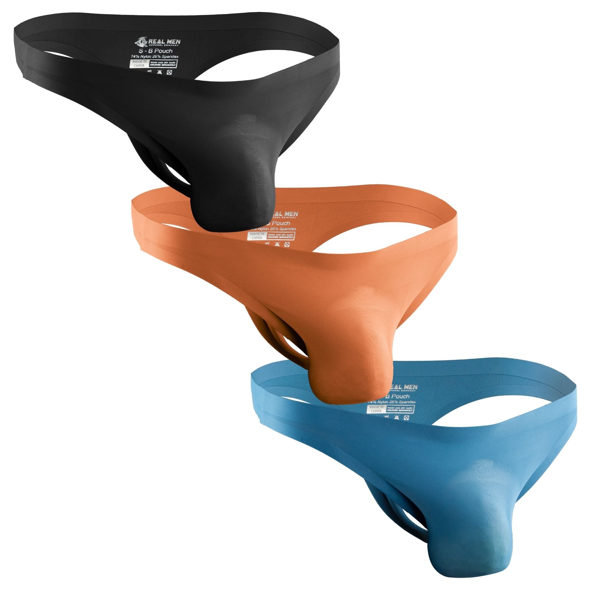 Tanga de nailon sin costuras 0in sin abertura 3pk negro/crepúsculo/rojo piedra